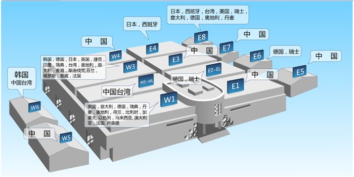 CIMT2013上展會展館 展團(tuán)分布