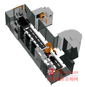 帶有三坐標(biāo)測量機(jī)的自動化制造單元示意圖